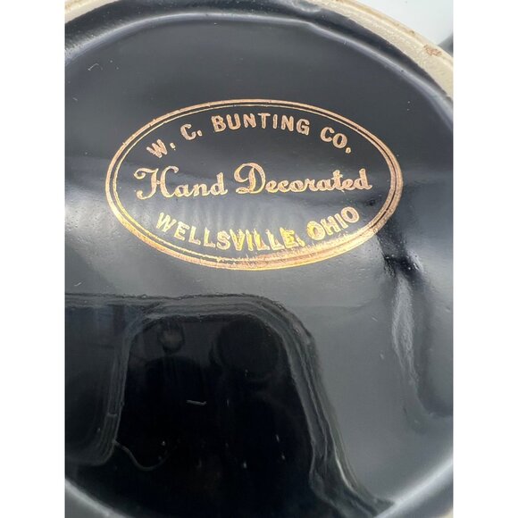Vintage W.C. Bunting Co Harvard Veritas Black & Gold Ceramic Ashtray 4.5" × 6" - Picture 5 of 5